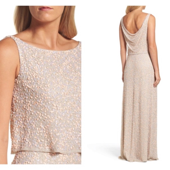 NEW Adrianna Papell sequin popover mermaid gown  Size 6 - Picture 8 of 9